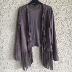 Gray Fringe Cardigan